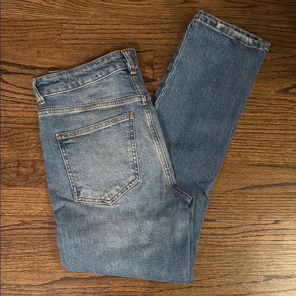 Zara Blue Straight Leg Jeans Classic Denim